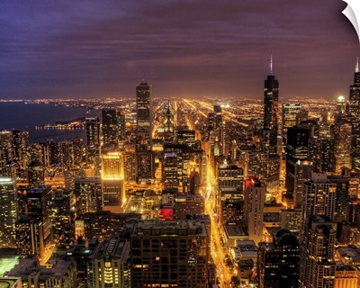 Night cityscape of Chicago.