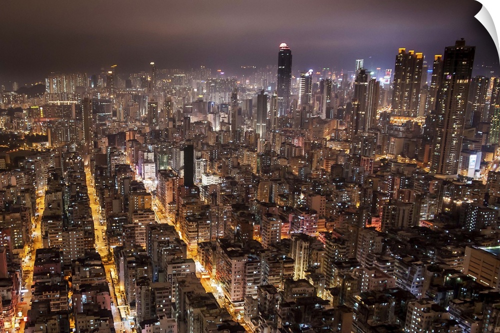 Night view of Kowloon, Hong Kong.