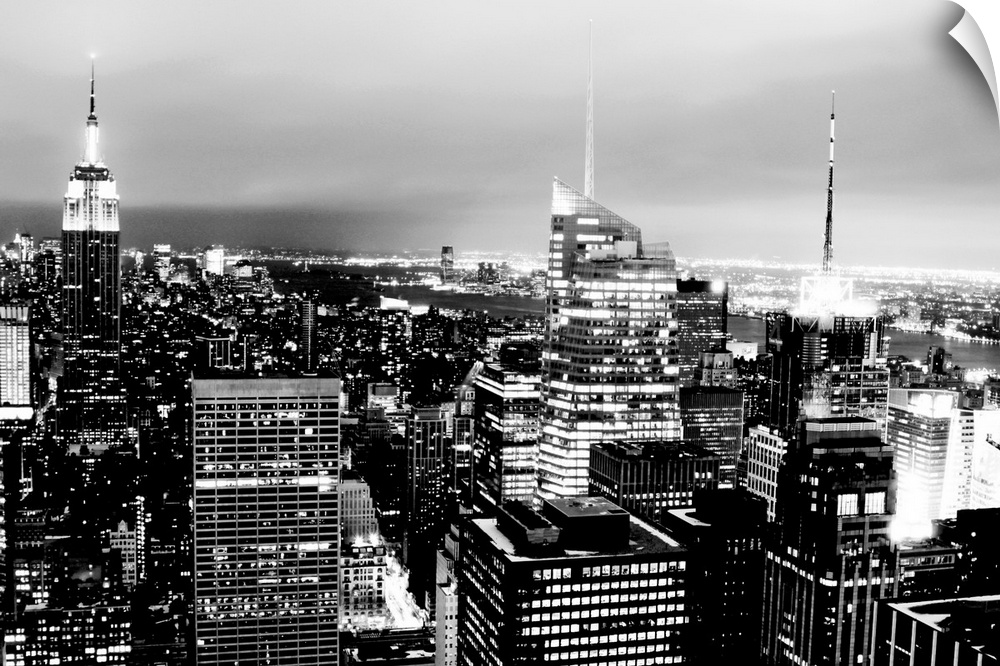 Night view of New York on Christmas, 2009; Black and white.