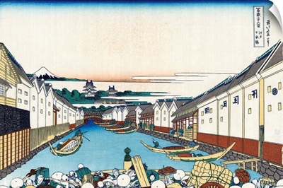 Nihonbashi Bridge In Edo By Katsushika Hokusai