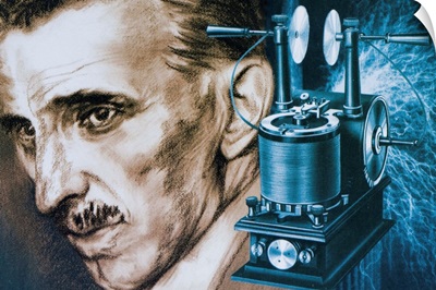 Nikola Tesla With An Early Tesla Coil