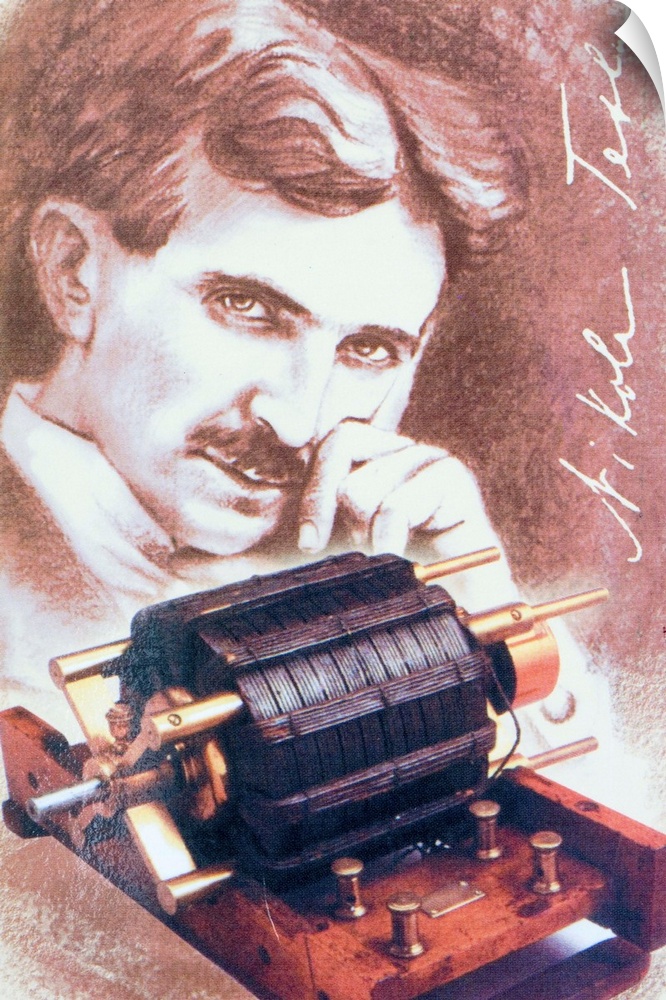 Nikola Tesla shown with one of his electric inventions. He is known for his revolutionary contribution to the field of ele...