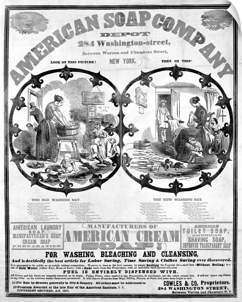 1851 --- Nineteenth Century Woodcut Advertisement for "American Soap Company...Manufacturers of American Cream Soap" --- I...