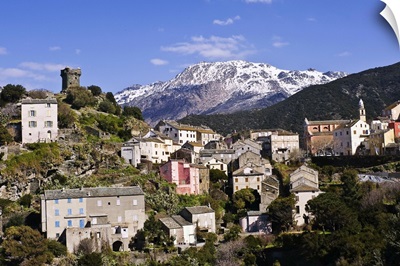 Nonza village (Corsica, France) with its famous tower in the foreground.