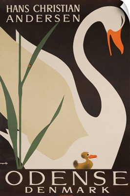 Odense Denmark Travel Poster, Hans Christian Andersen Ugly Duckling