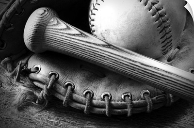 Old Baseball And Bat