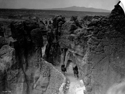 Old Trail At Acoma By Edward S. Curtis