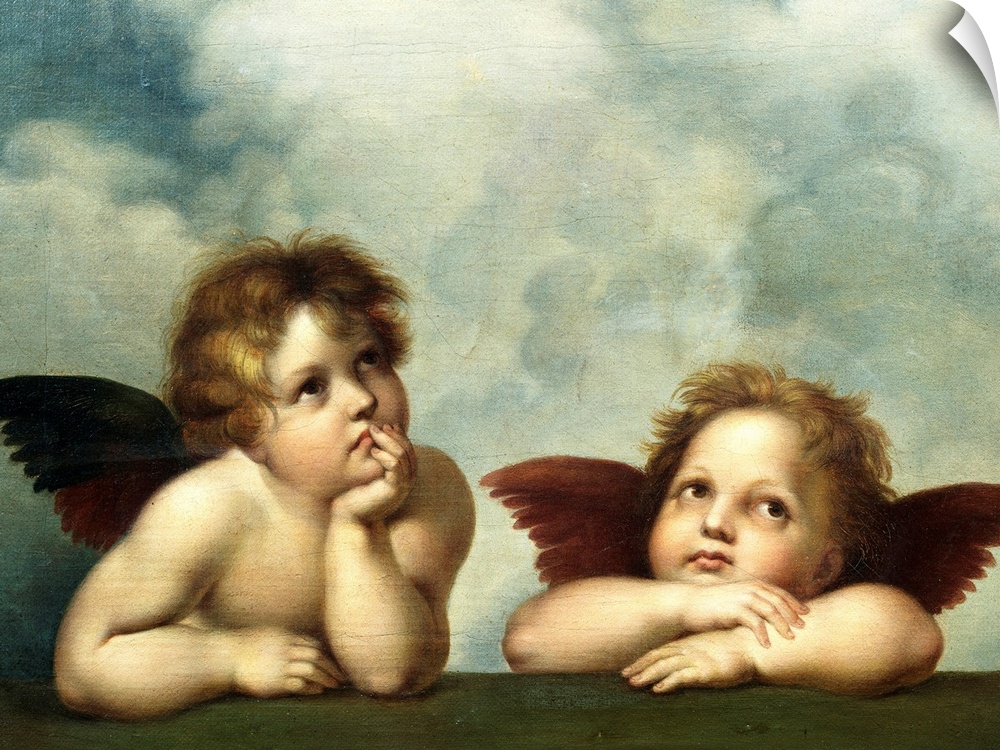 Painting Of Cherubim After A Detail Of Sistine Madonna By Raphael