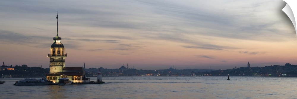 Panoramic view of Istanbul Bosporus and Maiden Tower