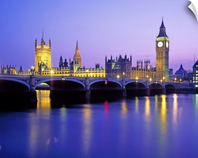 Parliament building on Thames River, London, England