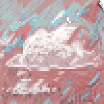 Pixel Art Cloud On A Pink Sky