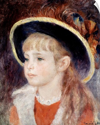 Portrait of a Young Girl in a Blue Hat by Pierre-Auguste Renoir