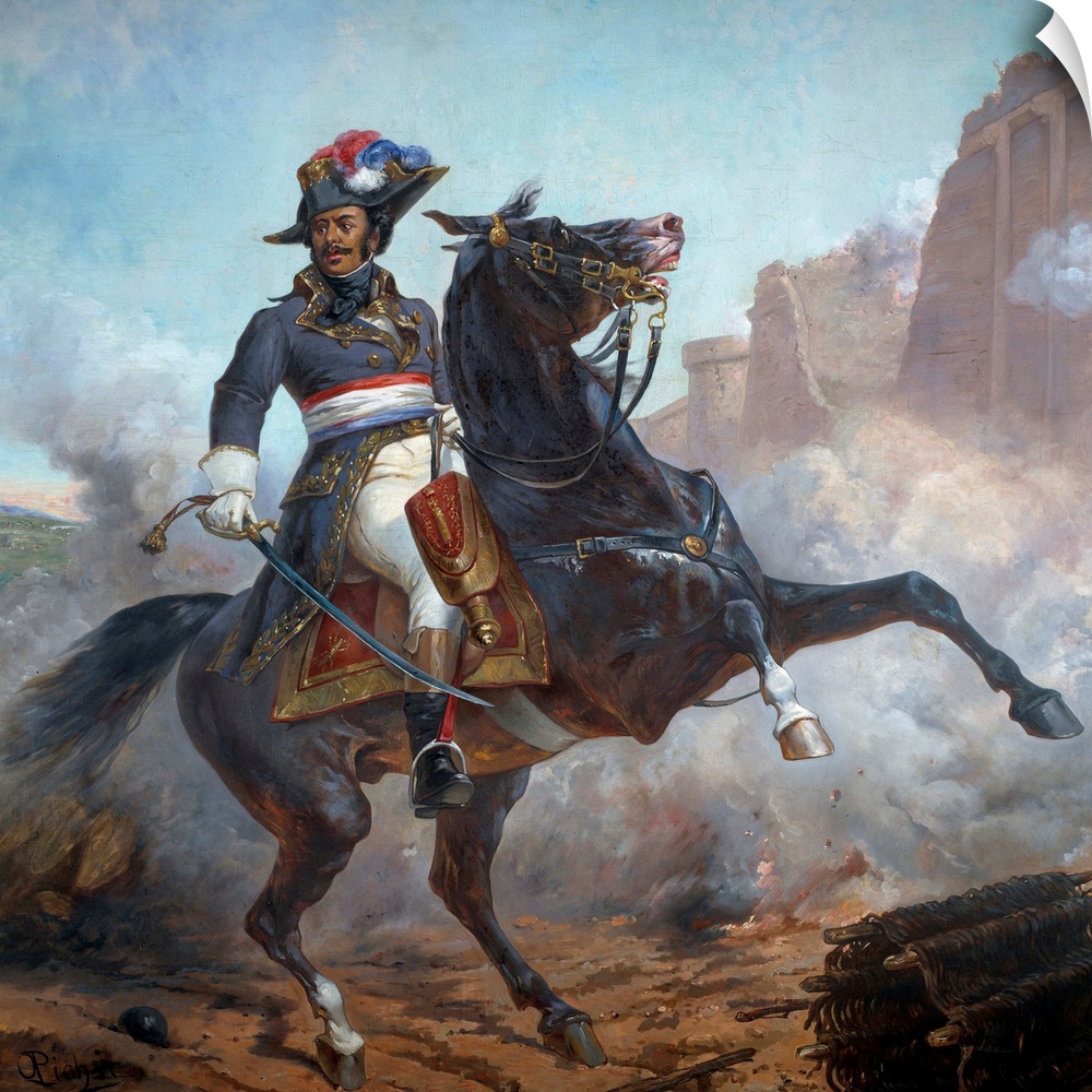 Equestrian portrait of General Alexandre Davy Dumas (1762-1806), father of Alexandre Dumas. Painting by Olivier Pichat (ci...