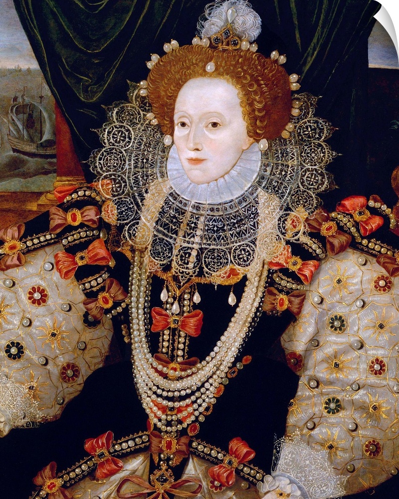 Portrait of Queen Elizabeth I of England (the Armada Portrait), unknown artist, c. 1588, oil on panel, 38 1/2 in. x 28 1/2...