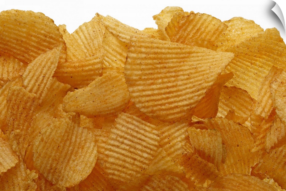 Potato crisps on white background, DFF image