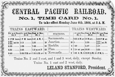Railroad Timetable From 1864