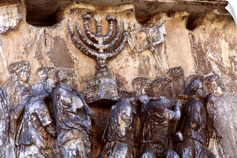 Relief on wall of Forum depicting Roman troops taking menorah from temple