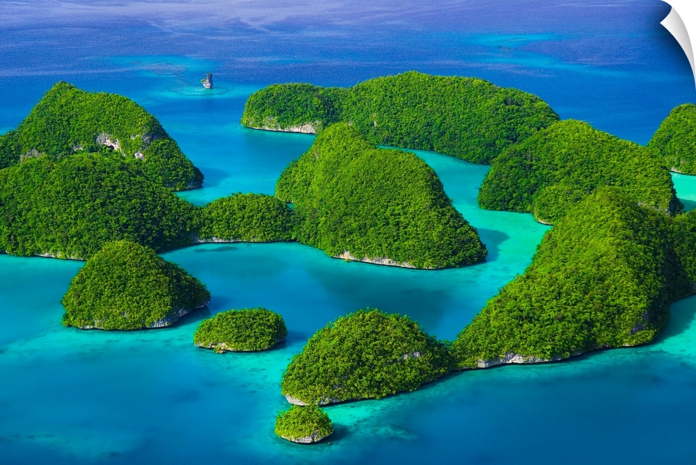 The fantastic formations of the Rock Islands, a chain of over seventy small islets in the island nation of Palau in Micron...