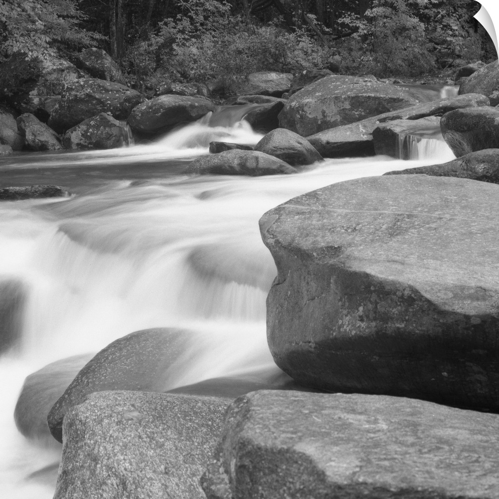 Rutheford County,North Carolina, Rocky Broad River with rocks and water falling downstream.