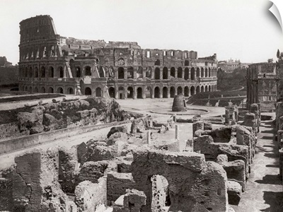 Roman Colosseum And Surrounding Ruins