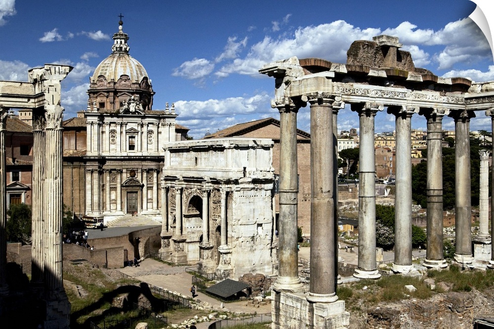 Photograph of ancient stone ruins with crumbling pillars.