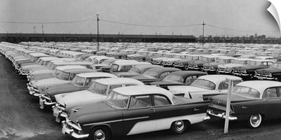 Rows Of Plymouth Motor Cars Automobiles