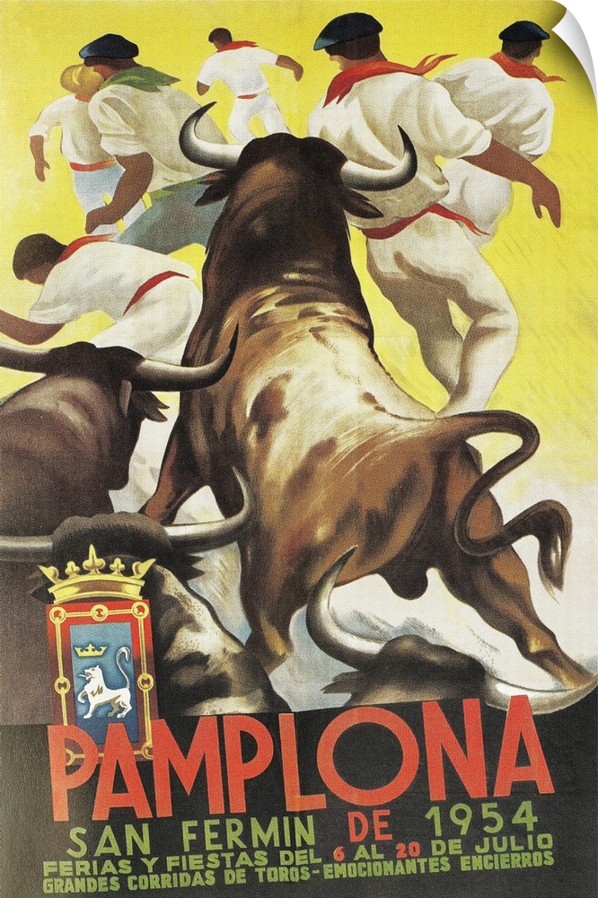 Running of the Bulls, Pamplona, Spain, San Fermin, 1954