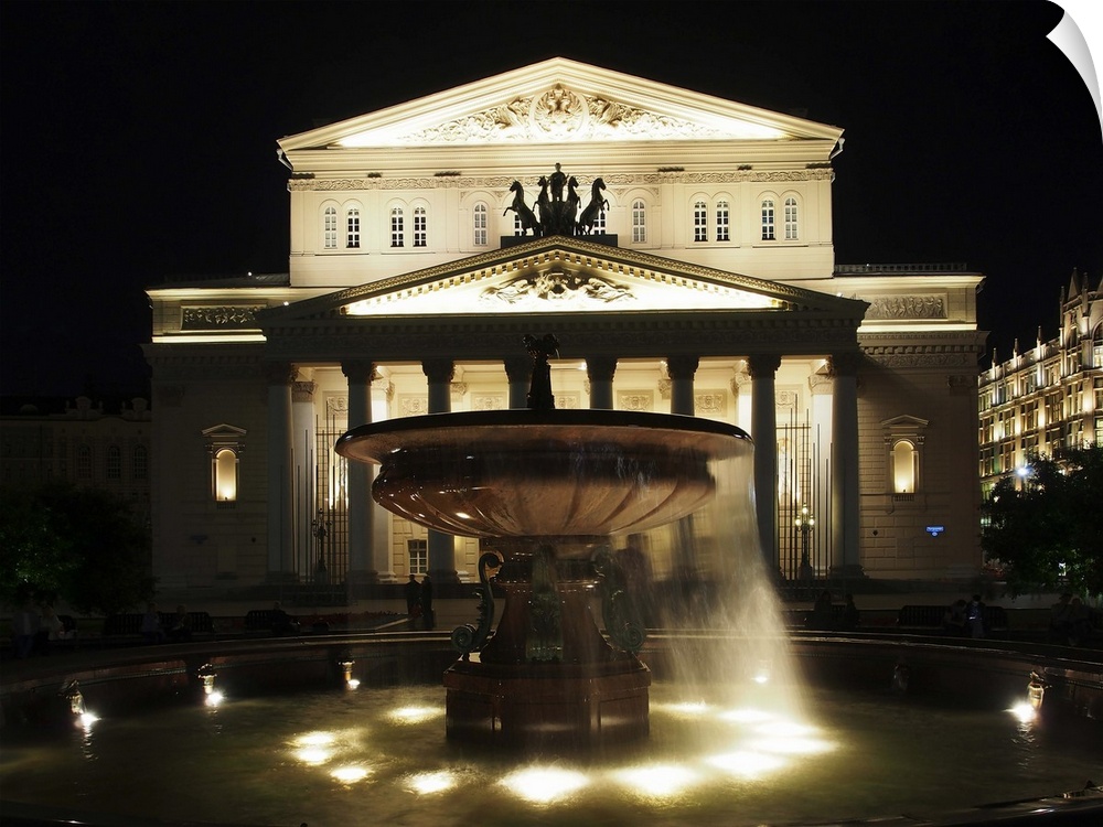 Russian Federation, Moscow, Bolshoi Ballet theater at night