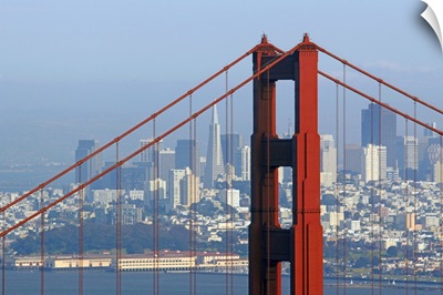 San Francisco seen trough Golden Gate Bridge.