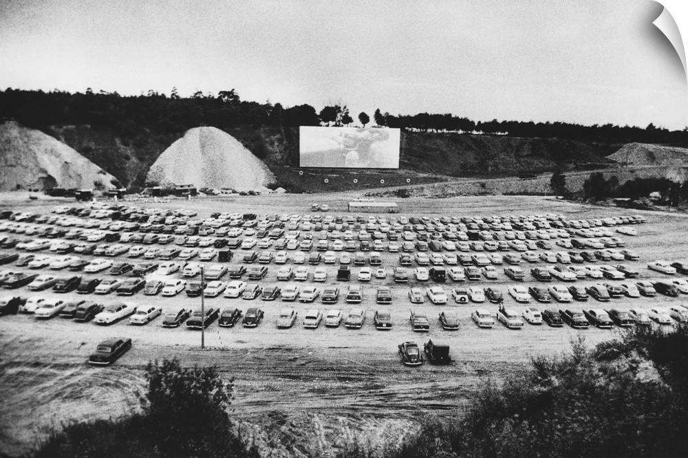 550 cars at the opening night of Scandinavia's first drive in movie theater near Copenhagen, where a French film called Ba...