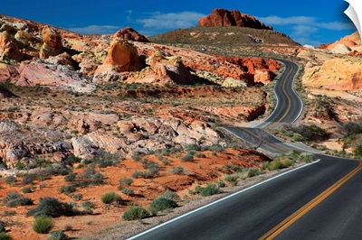 Scenic drive through Valley of Fire Nevada, USA.