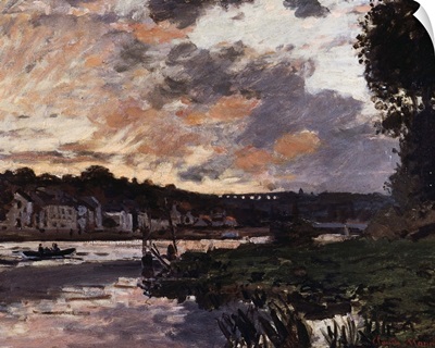 Seine At Bougival, Evening By Claude Monet