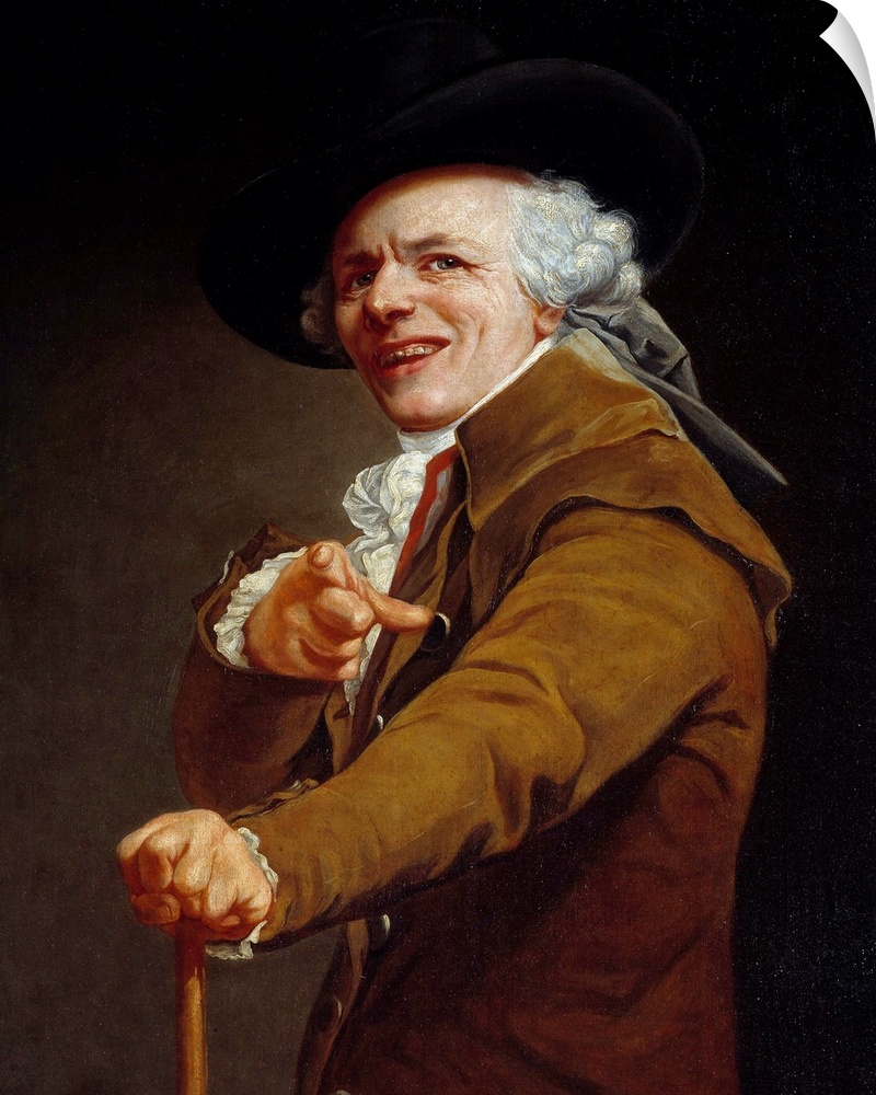 Self-Portrait of the artist with a mocking face (Portrait de l'artiste sous les traits d'un moqueur). Painting by Joseph D...