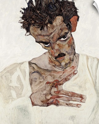 Self-Portrait With Lowered Head By Egon Schiele