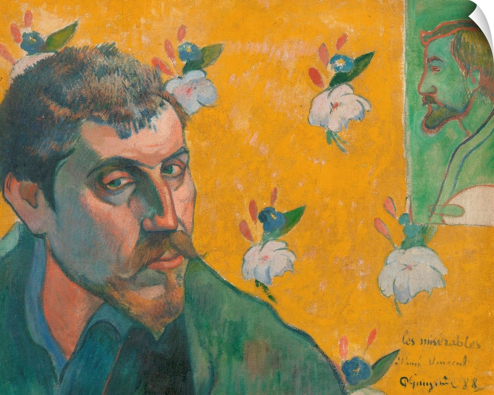 Paul Gauguin (French, 18481903), Self-Portrait with Portrait of Bernard, 'Les Miserables', 1888, oil on canvas, Van Gogh M...