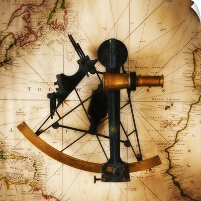 Sextant on old map, directly above