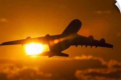 Silhouette of a commercial  aeroplane