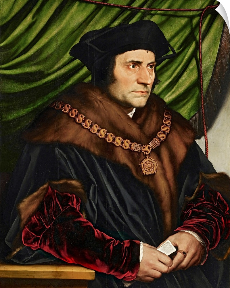 Hans Holbein the Younger, Sir Thomas More, 1527. Oil on oak panel, 29 1/2 in. x 23 3/4 in. (74.93 cm x 60.33 cm). Frick Co...