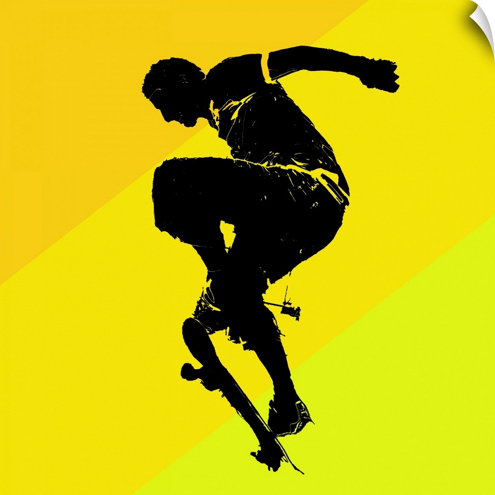 Skater silhouette on yellow background