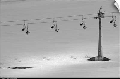 Ski lift on slopes of Pico Veleta, near Granada, Spain.