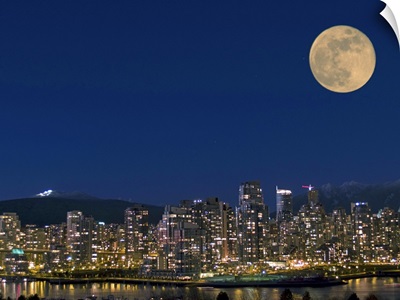 Skyline at night, Vancouver, Canada.