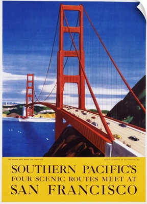 Southern Pacific's Four Scenic Routes Meet At San Francisco Travel Poster