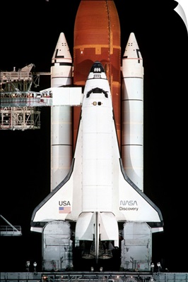 Space Shuttle Illuminated At Night