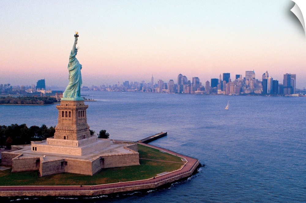 Statue of Liberty and skyline of New York City , USA