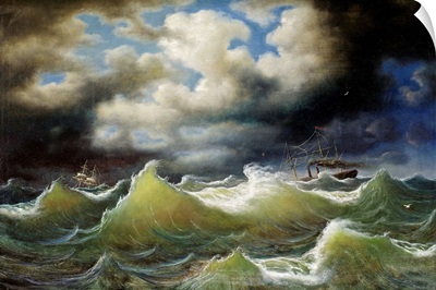 Steamboat On Stormy Water By Johan Knutson