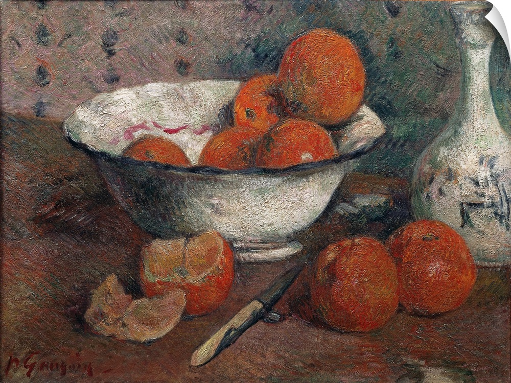 Still life with Oranges, 1881 (originally oil on canvas) by Paul Gauguin (1848-1903). Musee des Beaux-Arts, Rennes, France.