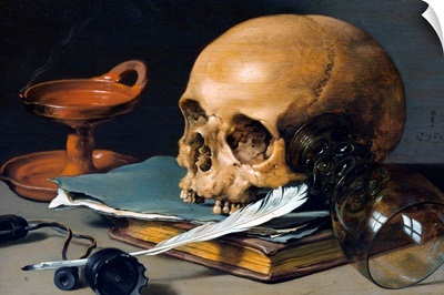 Still Life With Skull And Quill By Pieter Claesz