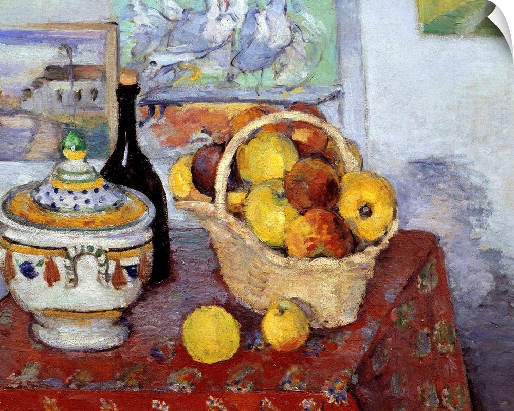 Still-life with soup tureen. Painting by Paul Cezanne (1839-1906) 1877. 0,65 x 0,81 m. Orsay Museum, Paris