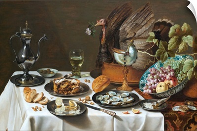 Still Life With Turkey Pie By Pieter Claesz
