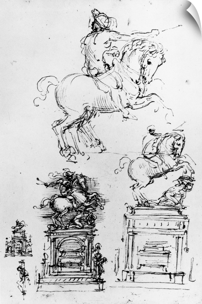 Drawings of an unrealized funeral monument for Gian Giacomo Trivulzio. | Located in: Royal Library.